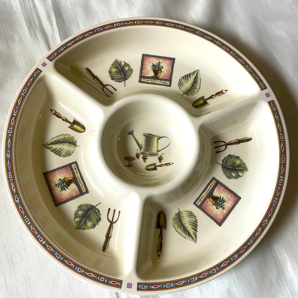 Eurita divided platter veggie cups & dip serving tray plate 14”